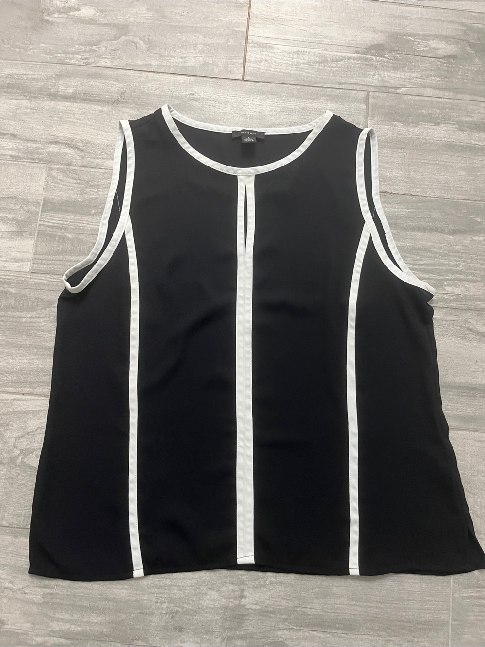 Halogen Black Tank Top with White Contrast Piping